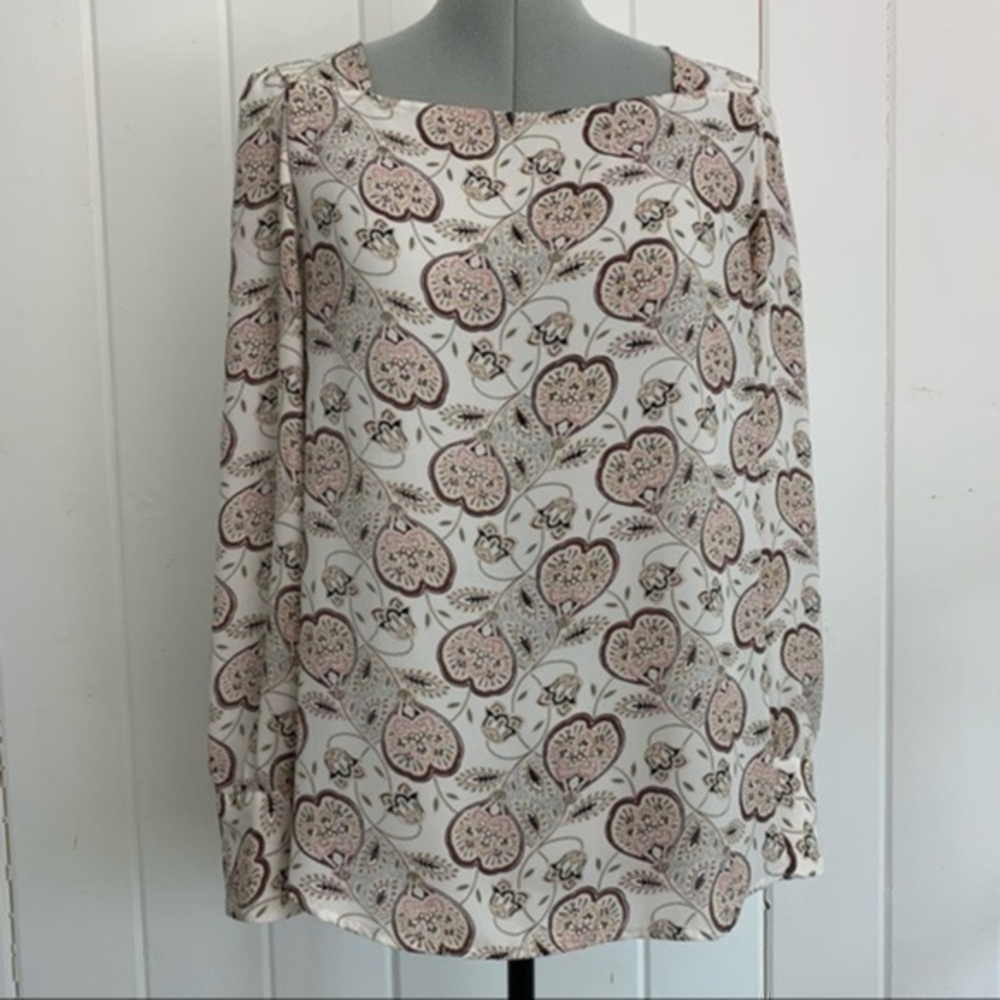 Loft Square Neck Long Sleeve Floral Blouse​​​​